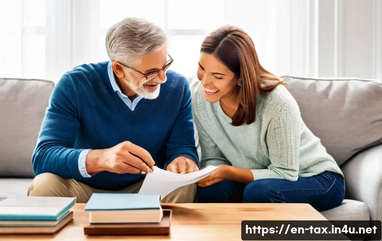 증여세 비과세 한도 - **Prompt:** A cozy, brightly lit living room scene with a diverse family enjoying a quiet afternoon....